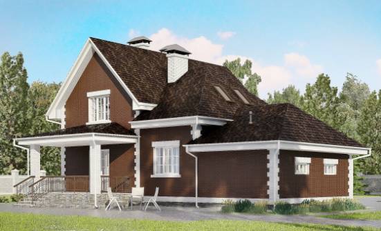 190-003-Л Проект двухэтажного дома с мансардой, гараж, красивый коттедж из газобетона | Проекты домов от House Expert