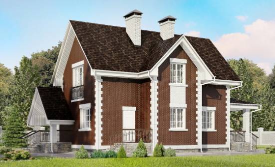 190-003-Л Проект двухэтажного дома с мансардой, гараж, красивый коттедж из газобетона | Проекты домов от House Expert