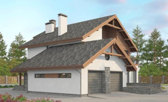 270-003-Л Проект двухэтажного дома с мансардой, гараж, современный загородный дом из газобетона | Проекты домов от House Expert