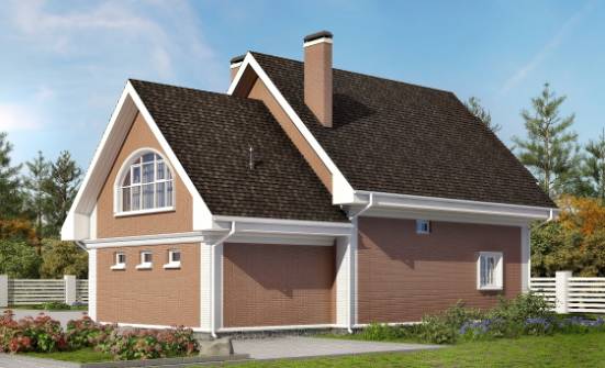 185-003-П Проект двухэтажного дома с мансардным этажом и гаражом, простой загородный дом из теплоблока | Проекты домов от House Expert