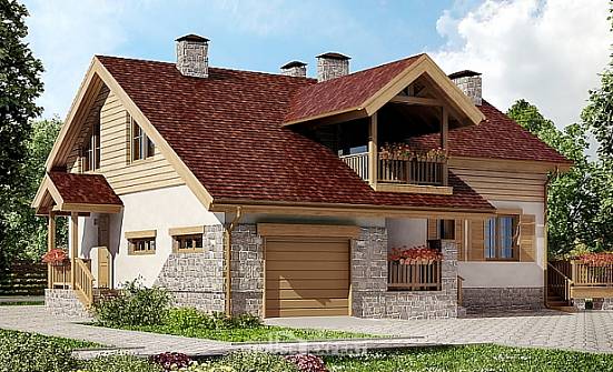 165-002-П Проект двухэтажного дома мансардой, гараж, красивый домик из пеноблока | Проекты домов от House Expert