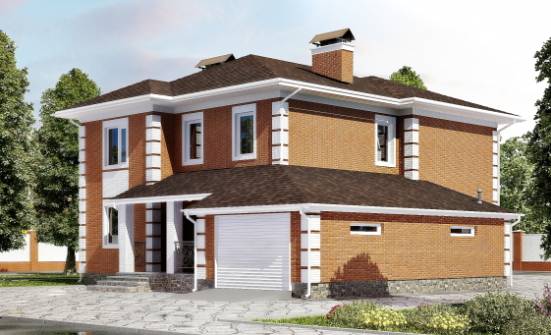 220-004-Л Проект двухэтажного дома и гаражом, средний загородный дом из кирпича | Проекты домов от House Expert