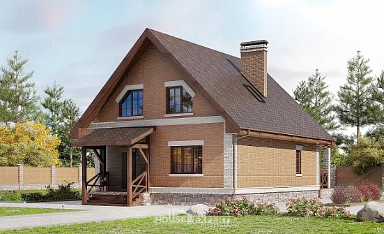 160-011-Л Проект двухэтажного дома мансардой, недорогой дом из газосиликатных блоков | Проекты домов от House Expert