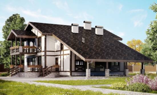 250-002-Л Проект двухэтажного дома с мансардой и гаражом, красивый загородный дом из кирпича | Проекты домов от House Expert