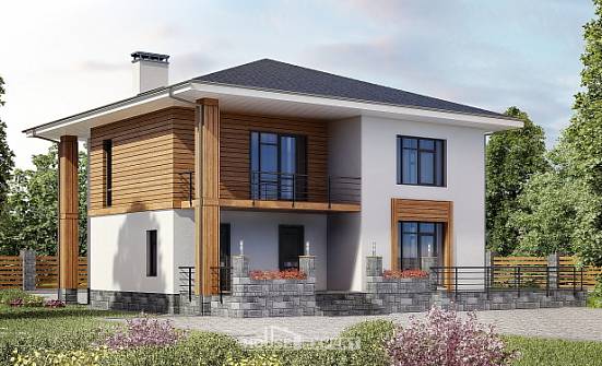180-015-П Проект двухэтажного дома, современный загородный дом из арболита | Проекты домов от House Expert
