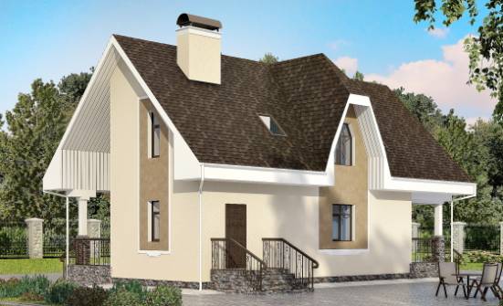 125-001-Л Проект двухэтажного дома с мансардой, уютный загородный дом из пеноблока | Проекты домов от House Expert