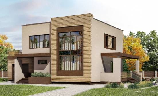 220-003-Л Проект двухэтажного дома и гаражом, современный коттедж из блока | Проекты домов от House Expert