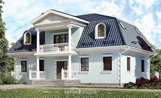 210-004-Л Проект двухэтажного дома мансардой, красивый загородный дом из бризолита | Проекты домов от House Expert