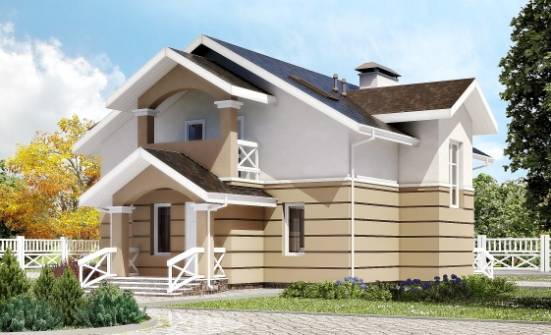 155-009-П Проект двухэтажного дома мансардой, компактный коттедж из блока | Проекты домов от House Expert