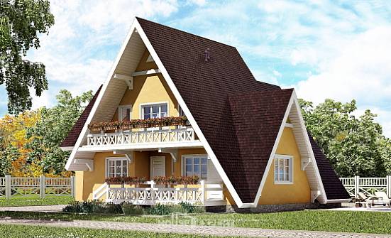 155-008-П Проект двухэтажного дома мансардой, скромный загородный дом из бревен | Проекты домов от House Expert