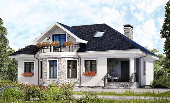 150-008-П Проект двухэтажного дома с мансардой, экономичный домик из арболита | Проекты домов от House Expert