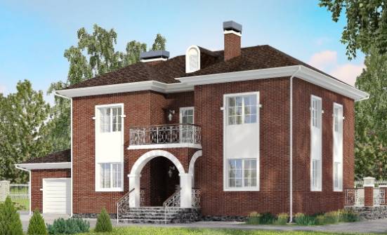 180-006-Л Проект двухэтажного дома и гаражом, современный загородный дом из кирпича | Проекты домов от House Expert