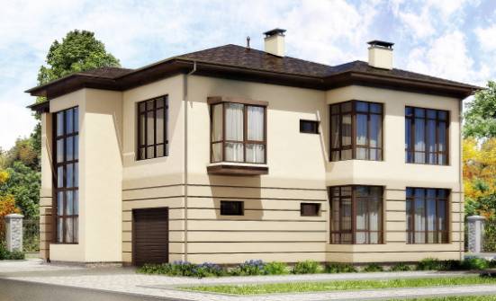 300-006-П Проект двухэтажного дома и гаражом, современный загородный дом из кирпича | Проекты домов от House Expert