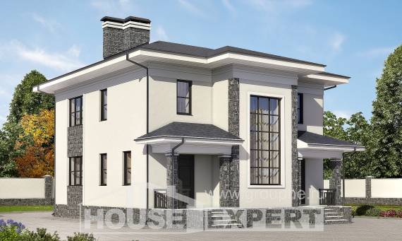 155-011-П Проект двухэтажного дома, экономичный загородный дом из бризолита, House Expert