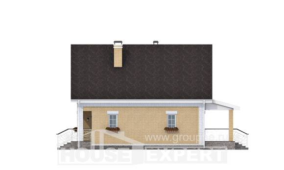 130-004-П Проект двухэтажного дома с мансардой, бюджетный домик из теплоблока, House Expert