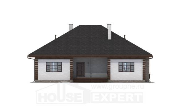 135-003-П Проект одноэтажного дома, доступный дом из пеноблока, House Expert