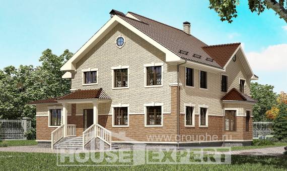 300-004-Л Проект двухэтажного дома, большой коттедж из пеноблока, House Expert