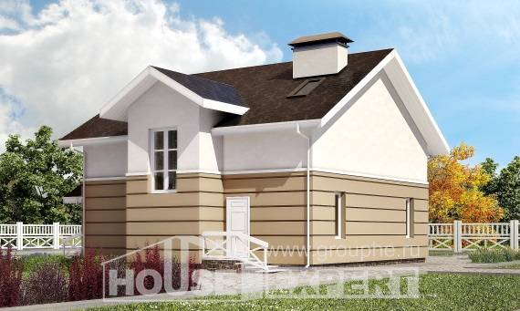155-009-П Проект двухэтажного дома с мансардой, бюджетный коттедж из арболита, House Expert
