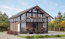 170-007-П Проект двухэтажного дома с мансардой, скромный загородный дом из бревен, House Expert