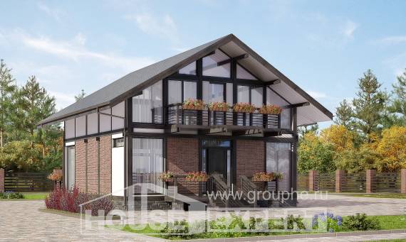 170-007-П Проект двухэтажного дома с мансардой, скромный загородный дом из бревен, House Expert