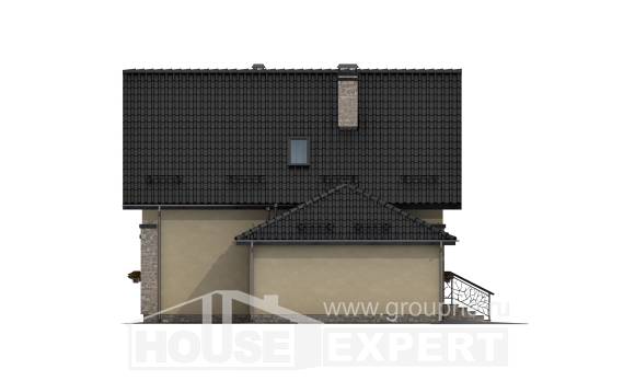 160-005-Л Проект двухэтажного дома мансардный этаж, гараж, бюджетный дом из бризолита, House Expert