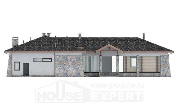 280-004-Л Проект одноэтажного дома, гараж, классический загородный дом из блока, House Expert