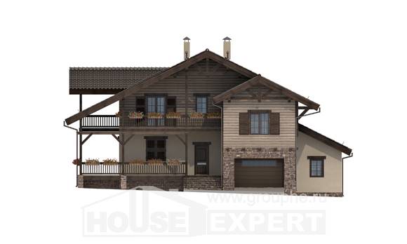 255-002-П Проект двухэтажного дома мансардный этаж, гараж, современный дом из бризолита, House Expert