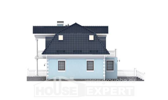 210-004-Л Проект двухэтажного дома мансардой, классический домик из твинблока, House Expert