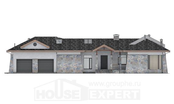 280-004-Л Проект одноэтажного дома, гараж, огромный домик из поризованных блоков, House Expert
