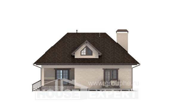 200-001-Л Проект двухэтажного дома с мансардным этажом и гаражом, простой коттедж из поризованных блоков, House Expert