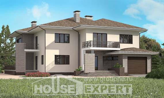 500-001-П Проект трехэтажного дома, гараж, огромный коттедж из кирпича, House Expert