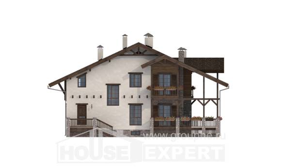 400-004-П Проект трехэтажного дома с мансардой и гаражом, уютный загородный дом из кирпича, House Expert