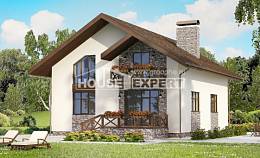 155-001-П Проект двухэтажного дома с мансардой, гараж, недорогой домик из арболита, House Expert