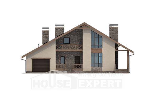 265-001-Л Проект двухэтажного дома мансардой, гараж, современный домик из керамзитобетонных блоков, House Expert