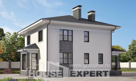 155-011-П Проект двухэтажного дома, бюджетный загородный дом из керамзитобетонных блоков, House Expert