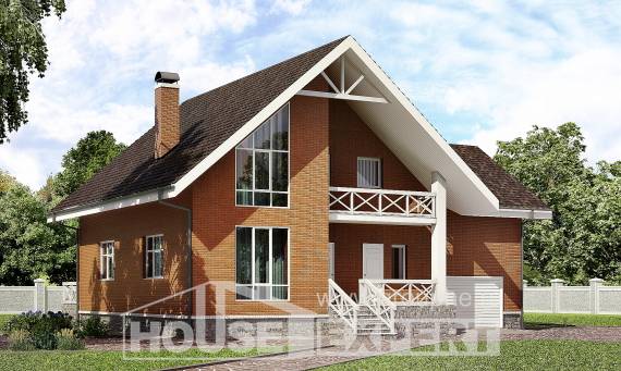 215-001-П Проект двухэтажного дома мансардный этаж, гараж, красивый дом из теплоблока, House Expert