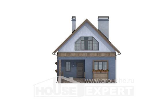 130-003-Л Проект двухэтажного дома с мансардным этажом, недорогой загородный дом из газосиликатных блоков, House Expert