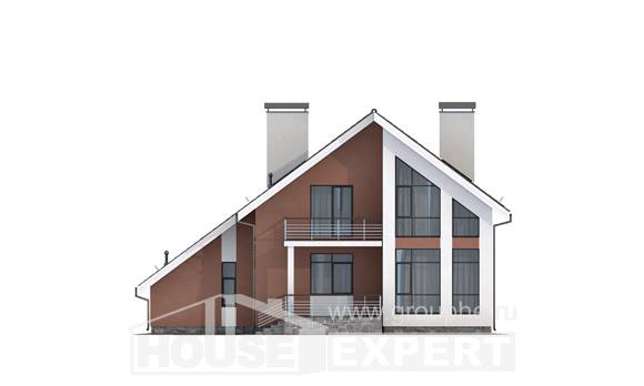 200-007-П Проект двухэтажного дома мансардой, гараж, просторный дом из арболита, House Expert