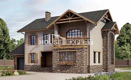 200-005-Л Проект двухэтажного дома и гаражом, просторный загородный дом из арболита, House Expert