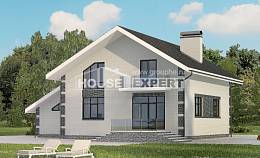 180-001-П Проект двухэтажного дома с мансардой и гаражом, бюджетный дом из поризованных блоков, House Expert
