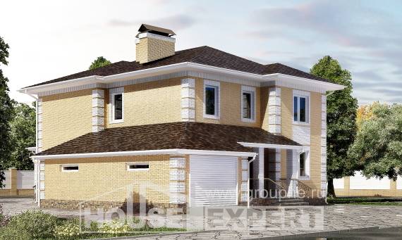 220-006-Л Проект двухэтажного дома и гаражом, классический коттедж из блока, House Expert