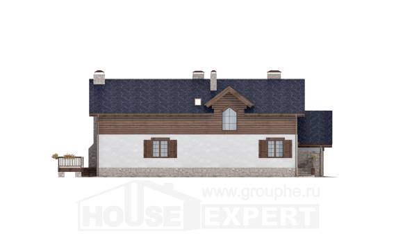 240-002-Л Проект двухэтажного дома с мансардой и гаражом, современный загородный дом из пеноблока, House Expert