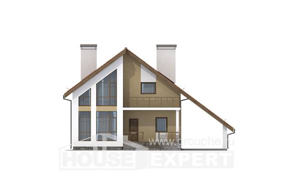 170-009-П Проект двухэтажного дома мансардный этаж, гараж, недорогой коттедж из поризованных блоков, House Expert