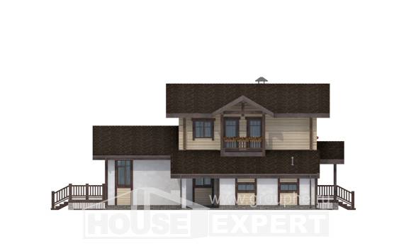 190-004-П Проект двухэтажного дома мансардой и гаражом, современный коттедж из блока из бревен, House Expert