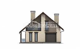 185-005-Л Проект двухэтажного дома мансардный этаж, гараж, классический загородный дом из блока, House Expert