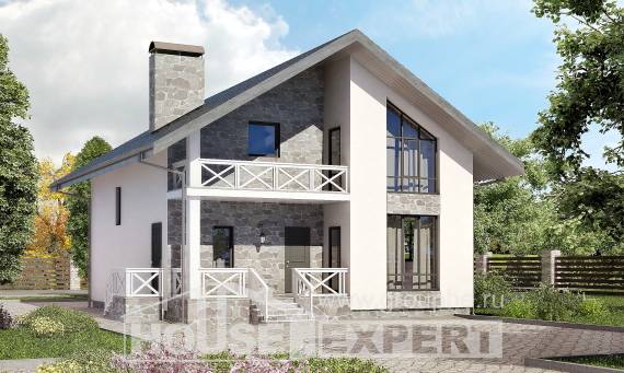 155-001-Л Проект двухэтажного дома с мансардой, гараж, простой загородный дом из бризолита, House Expert