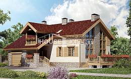 165-002-П Проект двухэтажного дома мансардой, гараж, недорогой загородный дом из газосиликатных блоков, House Expert