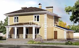220-006-Л Проект двухэтажного дома и гаражом, уютный коттедж из газосиликатных блоков, House Expert