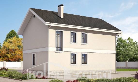 170-008-Л Проект двухэтажного дома, красивый коттедж из бризолита, House Expert