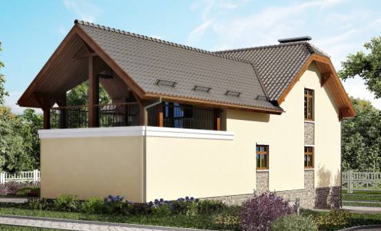 255-003-П Проект трехэтажного дома с мансардой и гаражом, средний коттедж из поризованных блоков | Проекты домов от House Expert